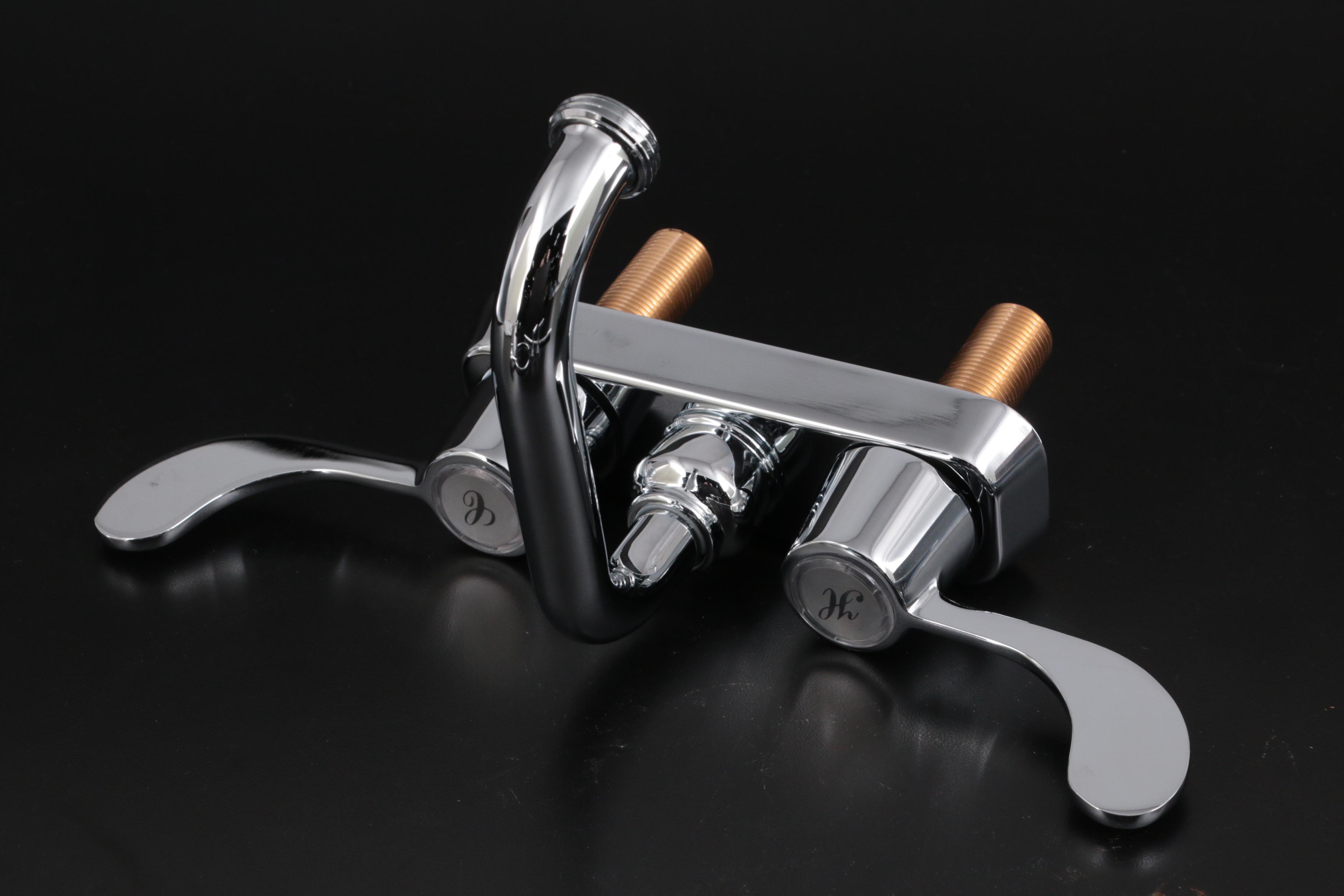 Chrome TwoHandle Handicap Sink Faucet, Showerhead, Towel Bar and Ring EBTH