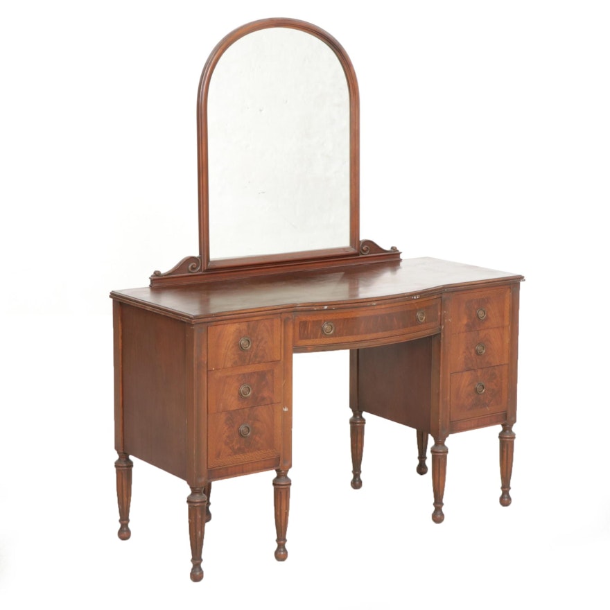 American Furniture Company Walnut Vanity Dresser and Mirror