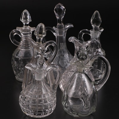 Cambridge and Other Pressed Clear Glass Cruets, Early to Mid-20th Century