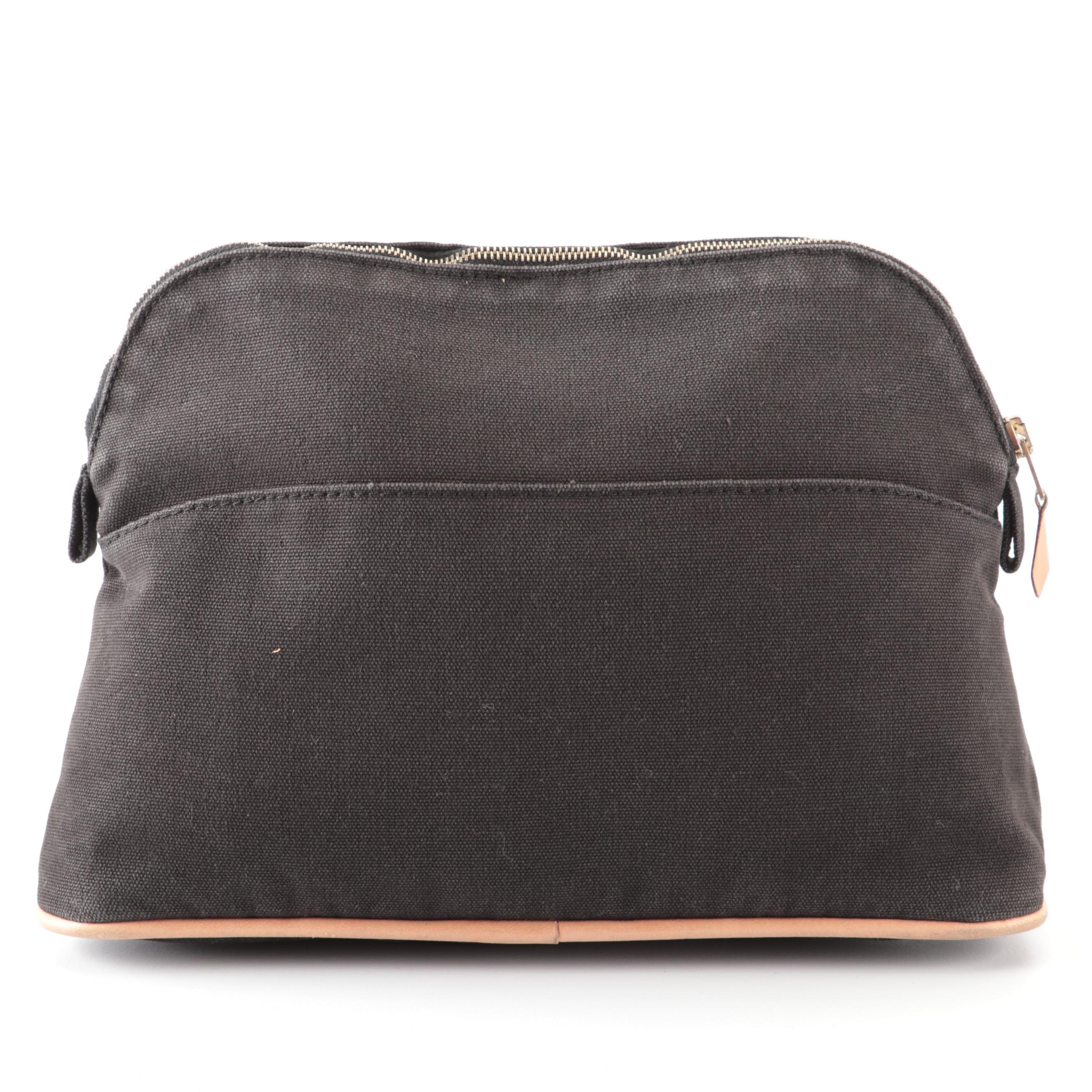 Hermès Bolide Toiletry Pouch in Dark Brown Canvas EBTH