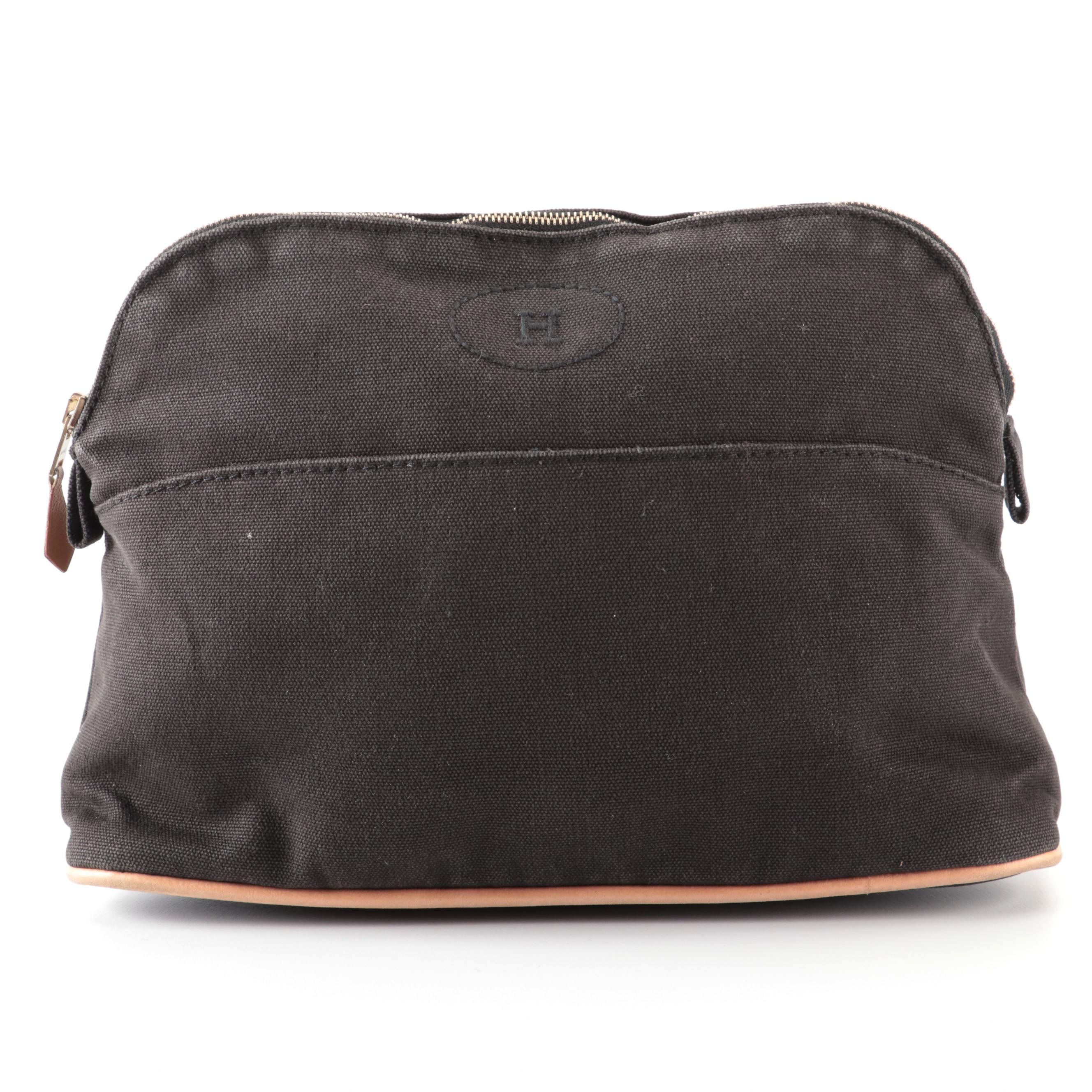 Hermès Bolide Toiletry Pouch in Dark Brown Canvas EBTH