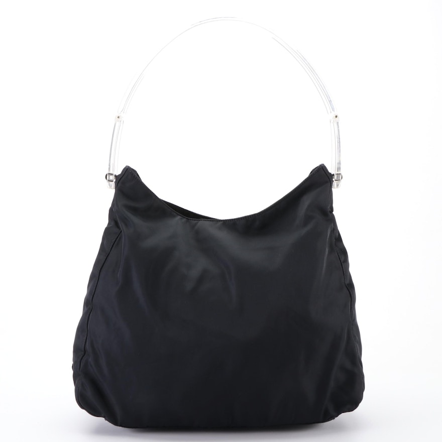 Black Nylon Prada Bag Clear Handle