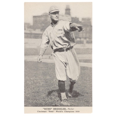 1919 Rube Bressler Cincinnati Reds Pitcher "World 's Champions Postcard