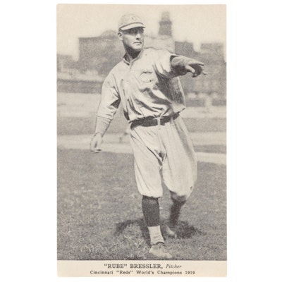 1919 Rube Bressler Cincinnati Reds Pitcher "World's Champions" Postcard