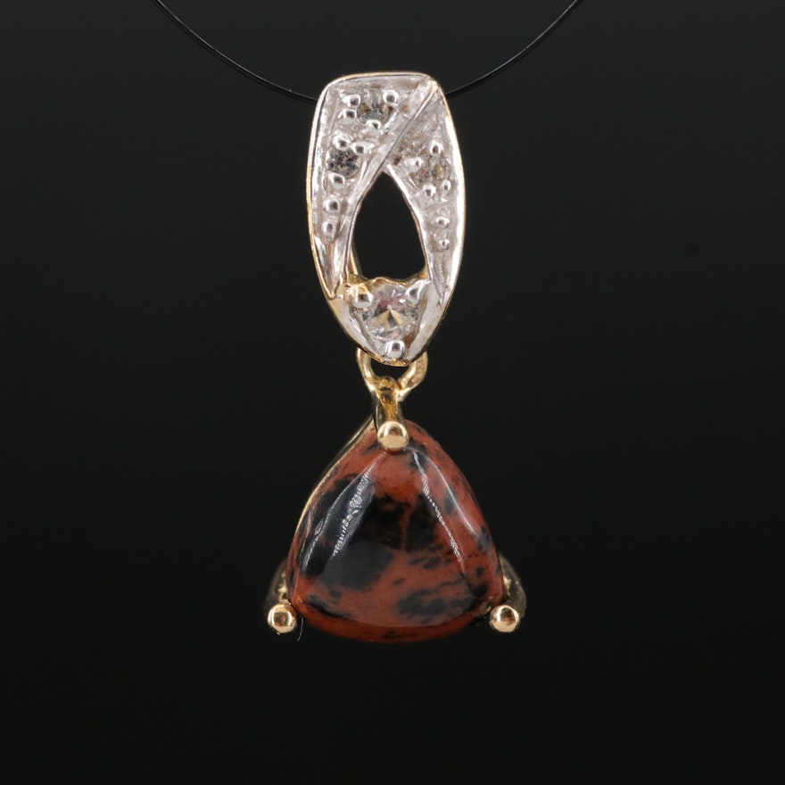 Sterling Mahogany Obsidian and White Topaz Pendant