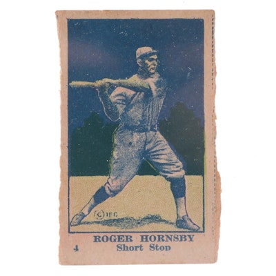 1921 Roger Hornsby "W516-2-3" #4 Short Stop Hand-Cut Baseball Strip Card
