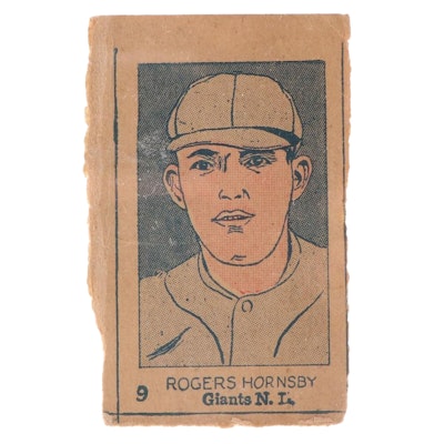 1926-1931 Rogers Hornsby "W512" #9 "Giants N.L. Hand-Cut Baseball Strip Card