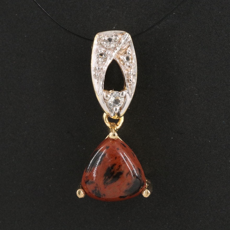 Sterling Mahogany Obsidian and Topaz Pendant