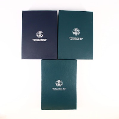 Three United States Mint Prestige Sets Including 1990, 1994, and 1995