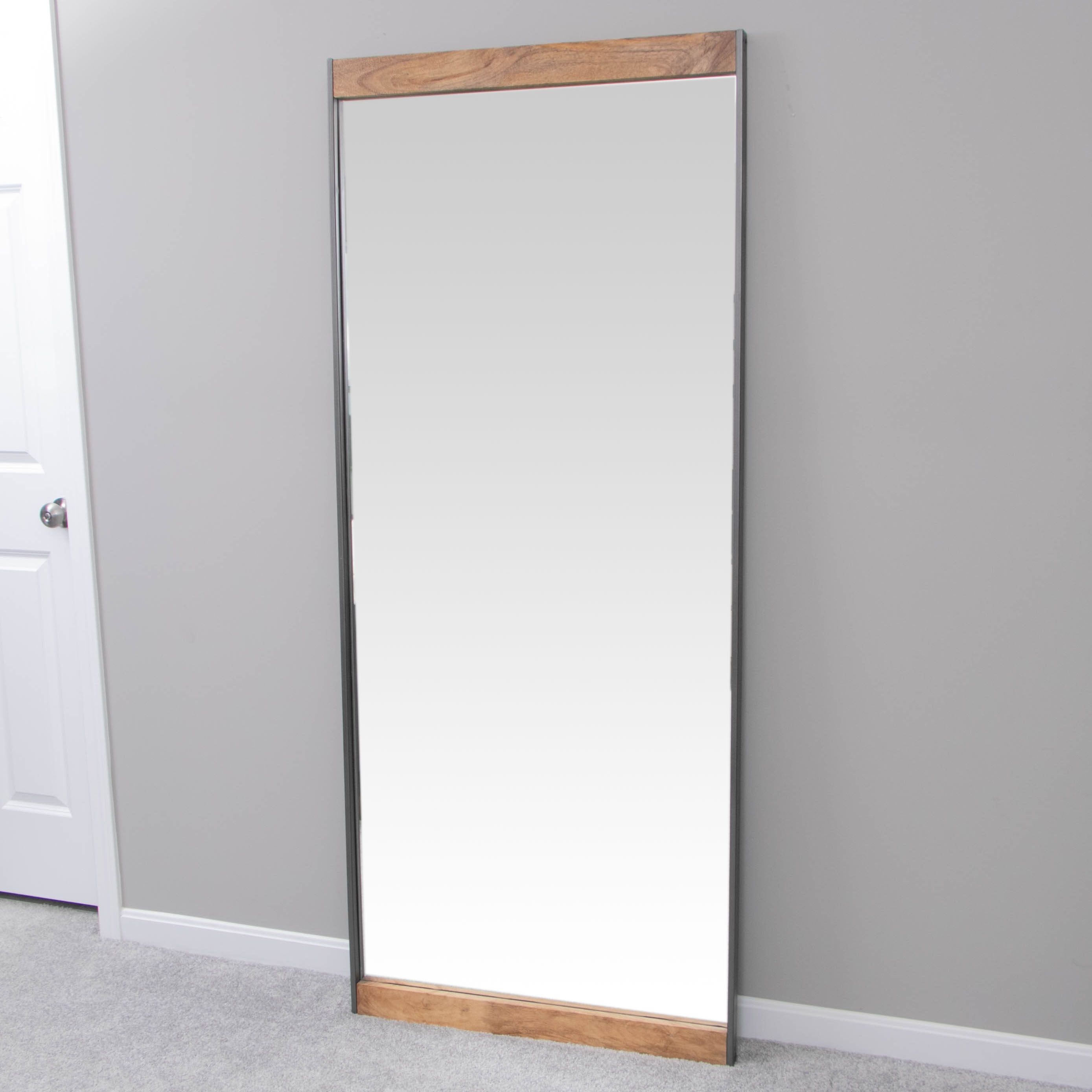 West Elm Industrial Style Mango Wood and Iron Floor Mirror EBTH
