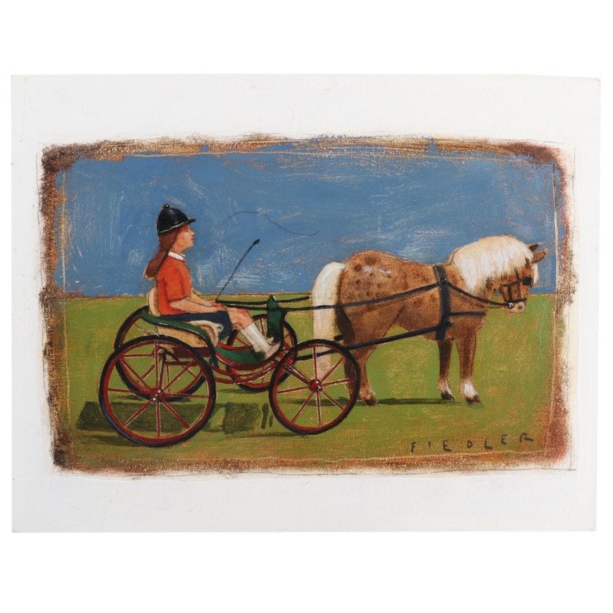 Joseph Daniel Fiedler Mixed Media Painting "Carriage"
