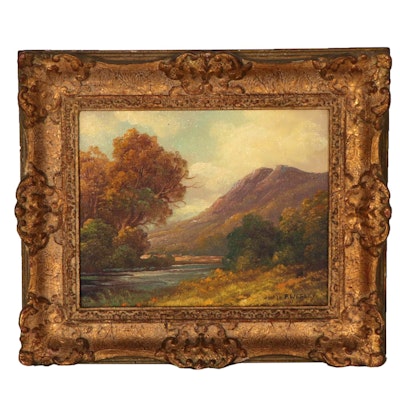 Paul Wesley Landscape Oil Painting, Circa 1915