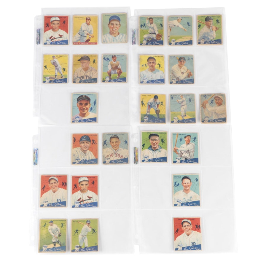 1933-1934 Goudey Gum U.S. and Canadian Baseball Cards with Star Players