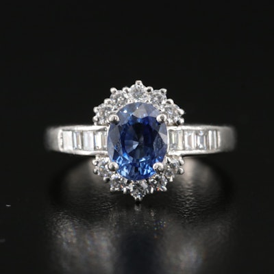 Platinum 1.80 CT Sapphire and Diamond Ring