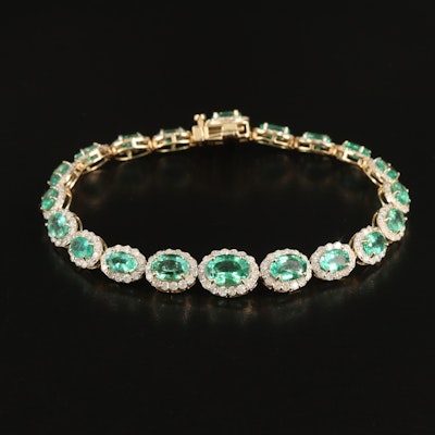 14K Emerald and 3.90 CTW Diamond Bracelet with 1.20 CT Center