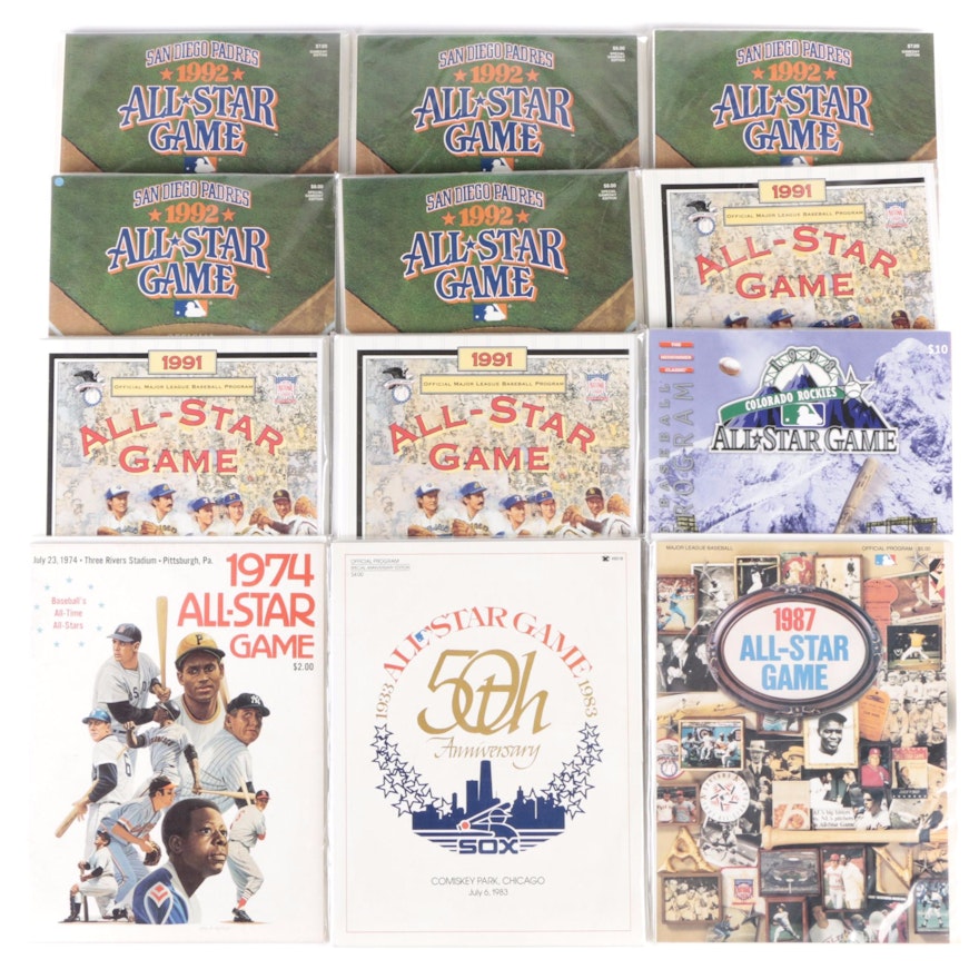1970s-1990s MLB All-Star Game Programs with 1974 "All-Star Game" Issue