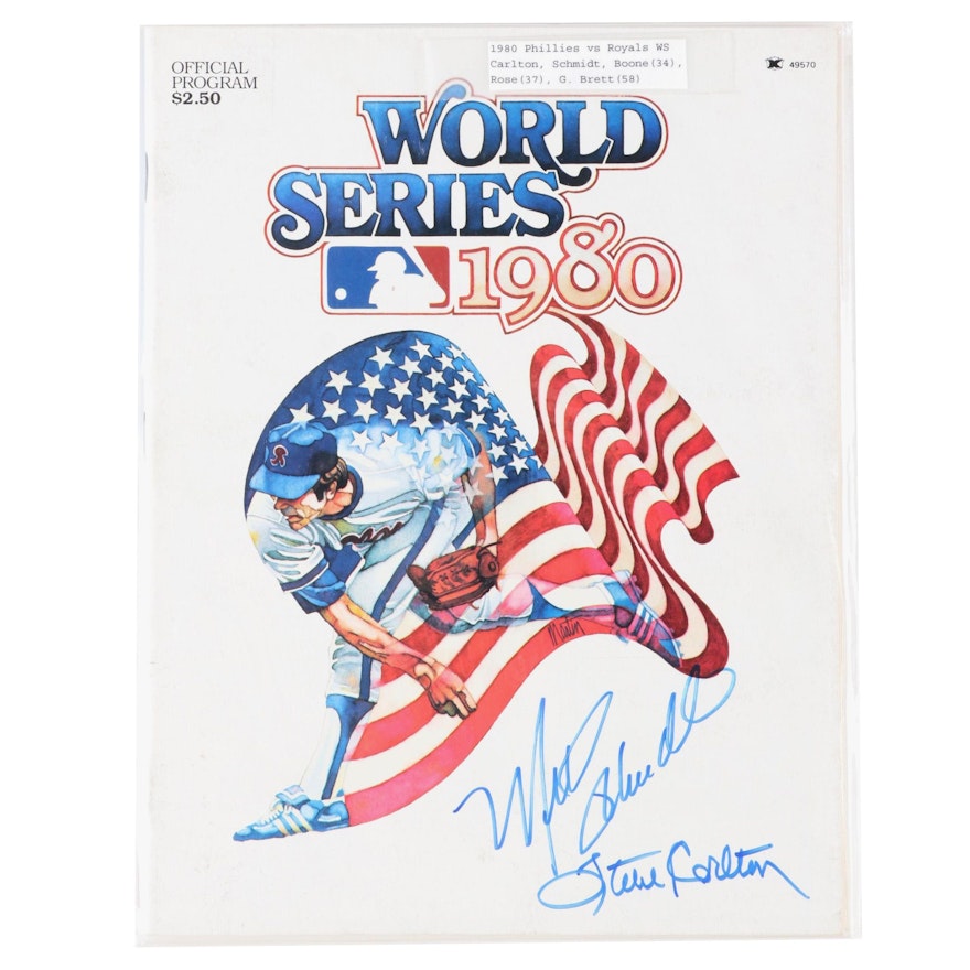 "World Series 1980 Program" Signed by Carlton, Brett, Schmidt, Rose, and Boone