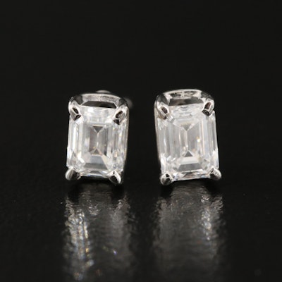 Platinum 1.02 CTW Diamond Stud Earrings with GIA Reports