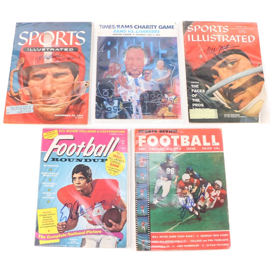 Y.A. Tittle, Ollie Matson, Ed Marinaro, Signed Sports Magazines