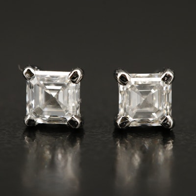 Platinum 1.05 CTW Diamond Stud Earrings with GIA Dossiers