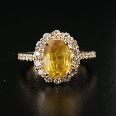 18K 2.67 CT Sapphire and Diamond Ring