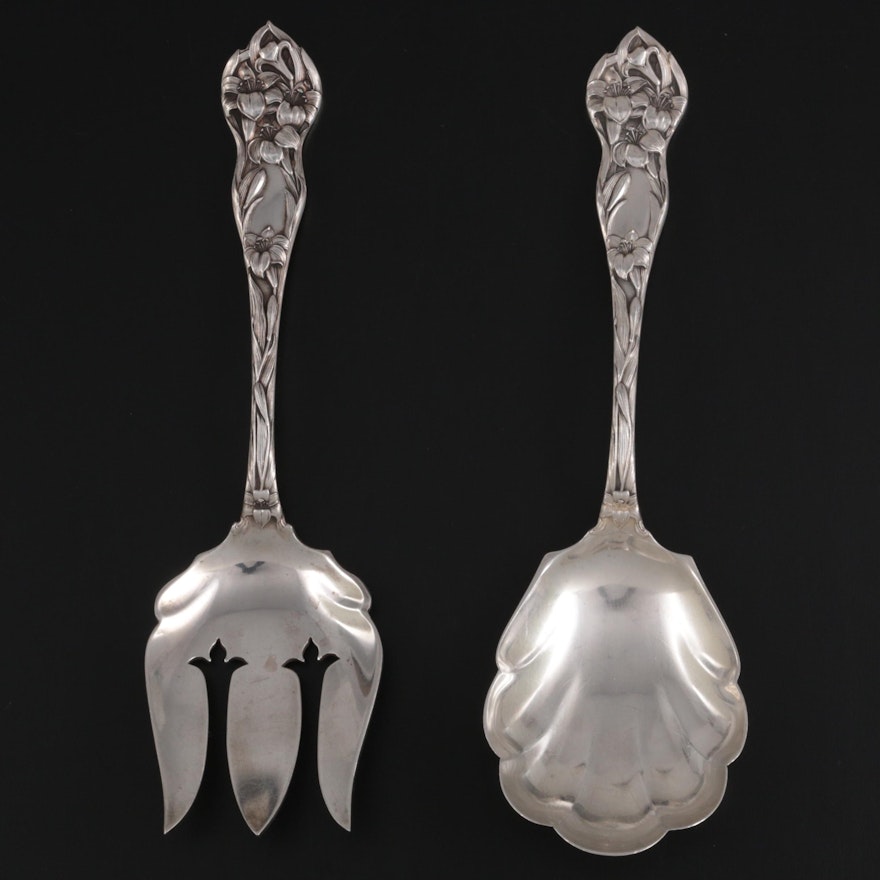 Art Nouveau "Lily" Sterling Silver Serving Set, Early 20th C.