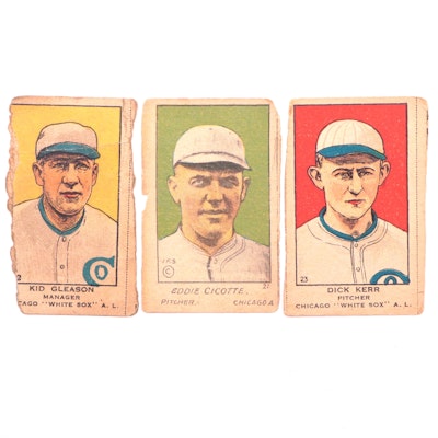 1919-1920 Kid Gleason, Eddie Cicotte, & Dick Kerr Chicago White Sox Strip Cards