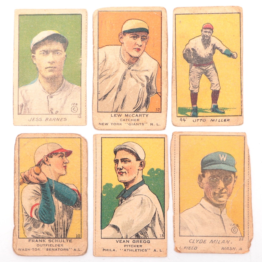 1919-1921 Schulte, Gregg, Miller, McCarty, Milan, & Barnes Baseball Strip Card