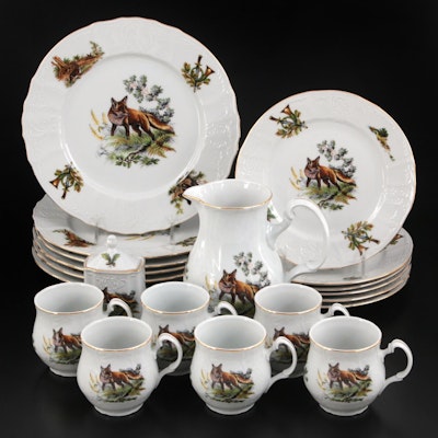 Concordia Lesov Bernadotte Fox Hunt Motif Porcelain Dinnerware, 1968–1991