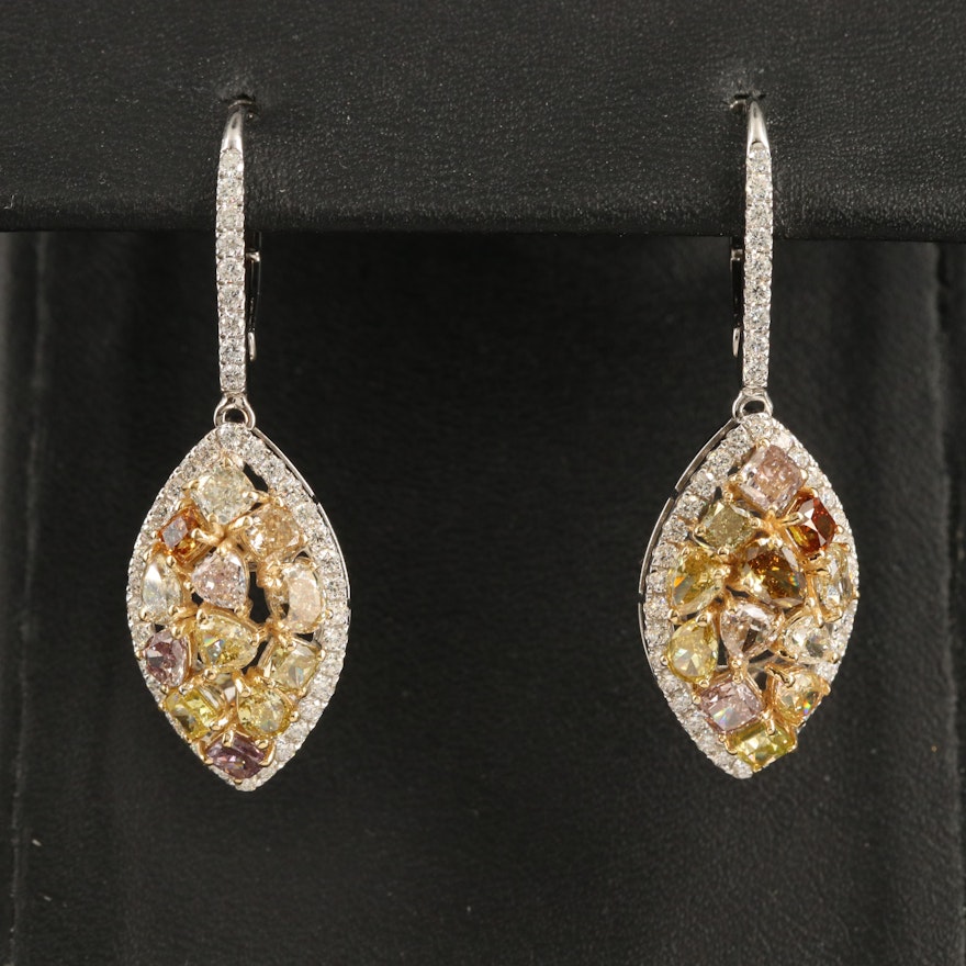 18K 4.75 CTW Diamond Drop Earrings with GIA Report