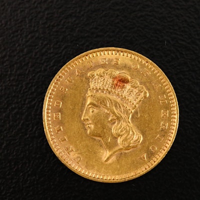 1858 Type III Indian Head Princess $1 Gold Coin