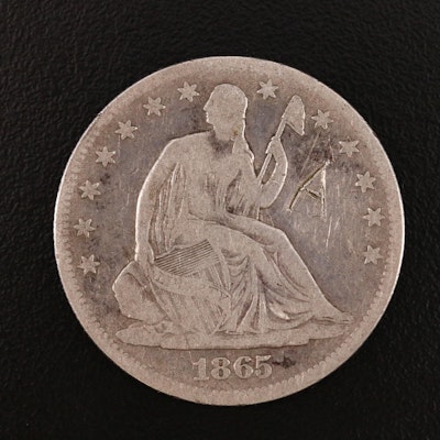 1865 Seated Liberty Silver Half Dollar