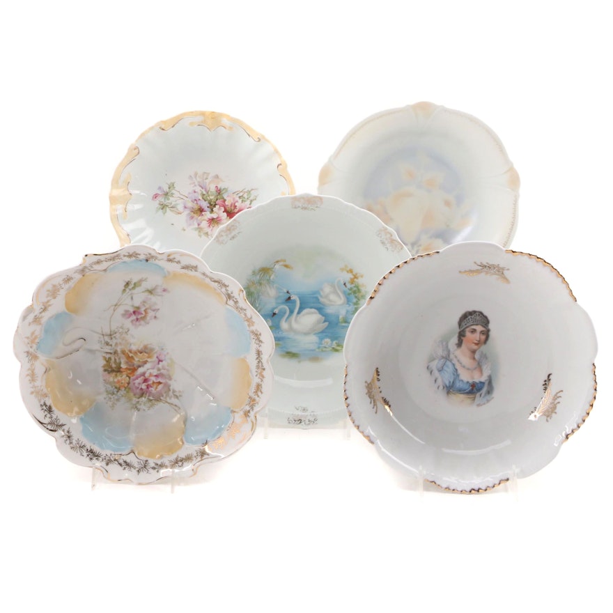 German Porcelain Cabinet Bowls, Late 19th to Early 20th Century