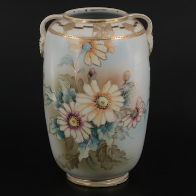 Japanese Nippon Gilt Moriage-Decorated Porcelain Vase Lamp Base