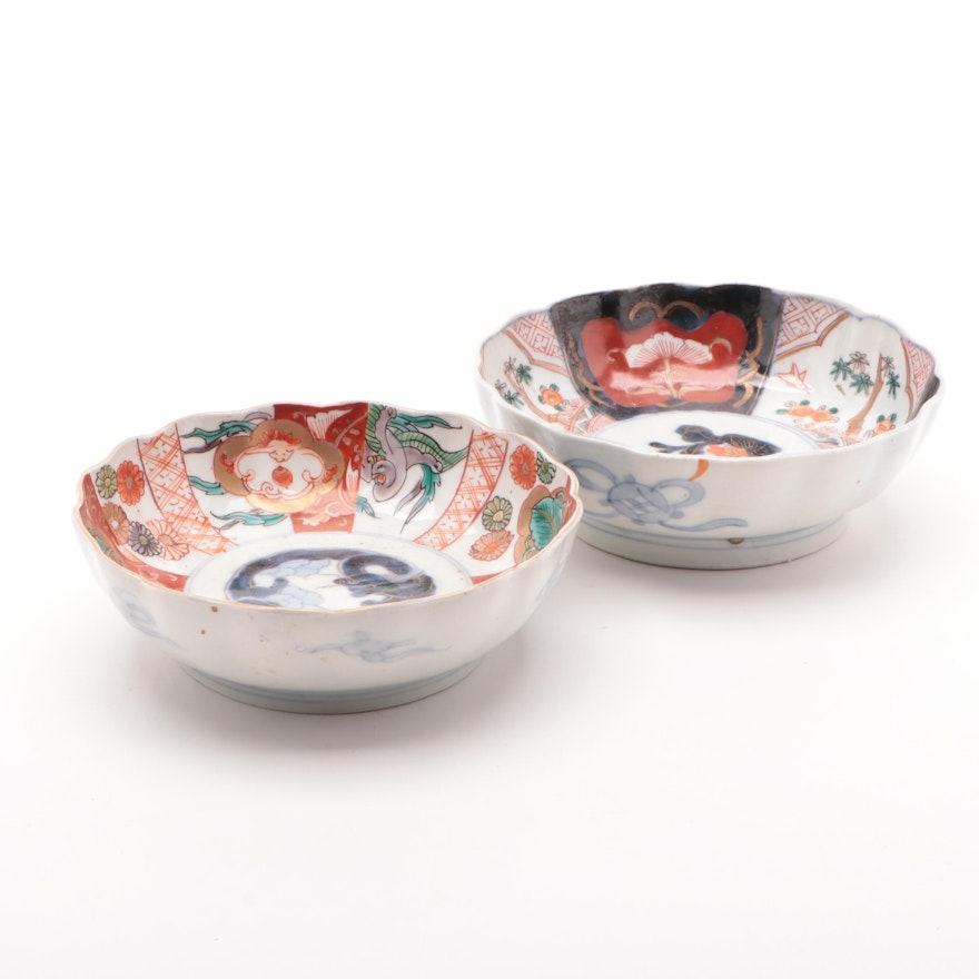 Chinese and Japanese Imari  Hand-Painted Porcelain Bowls