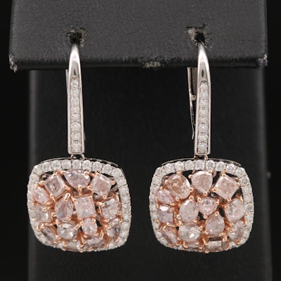 18K 5.11 CTW Diamond Drop Earrings with GIA Report