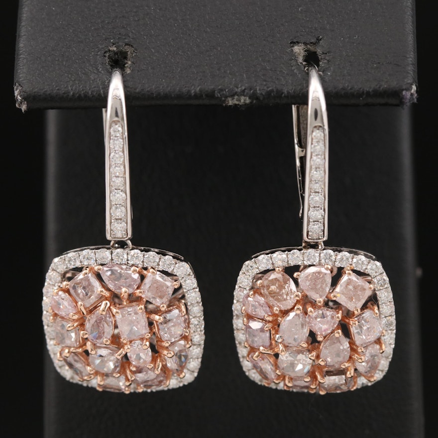 18K 5.11 CTW Diamond Drop Earrings with GIA Report