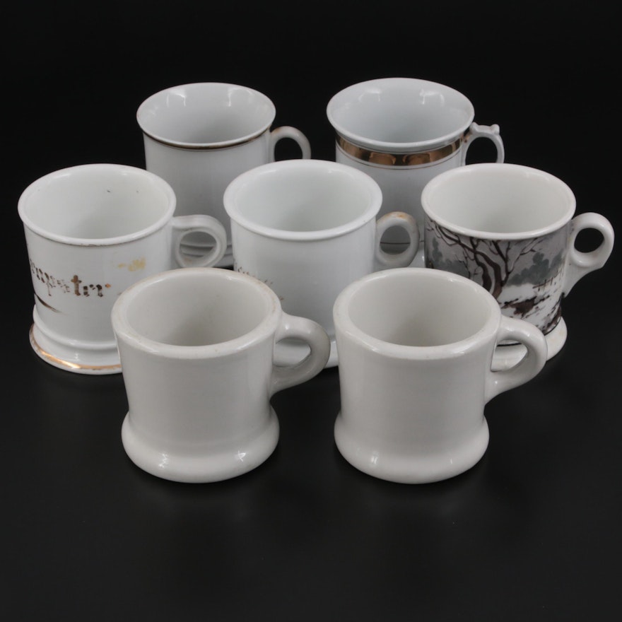 Hall, Leonard and Other Shaving Mugs, Early to Mid-20th Century