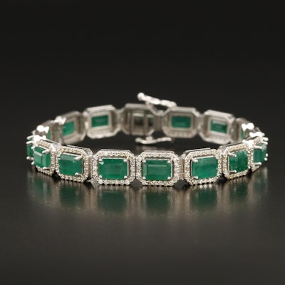 14K 14.82 CTW Emerald and 3.05 CTW Diamond Line Bracelet