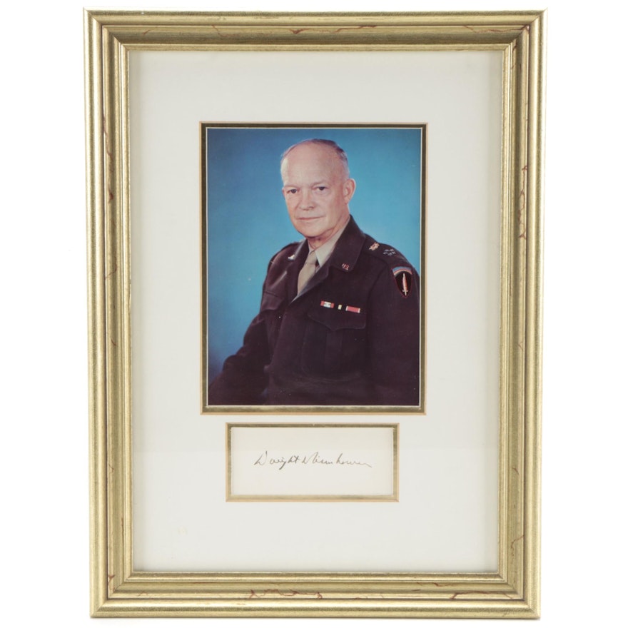 Framed Dwight D. Eisenhower Photo Print and Cut Signature