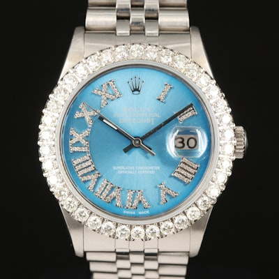 Circa 1978 Rolex Datejust 3.00 CTW Diamond Wristwatch