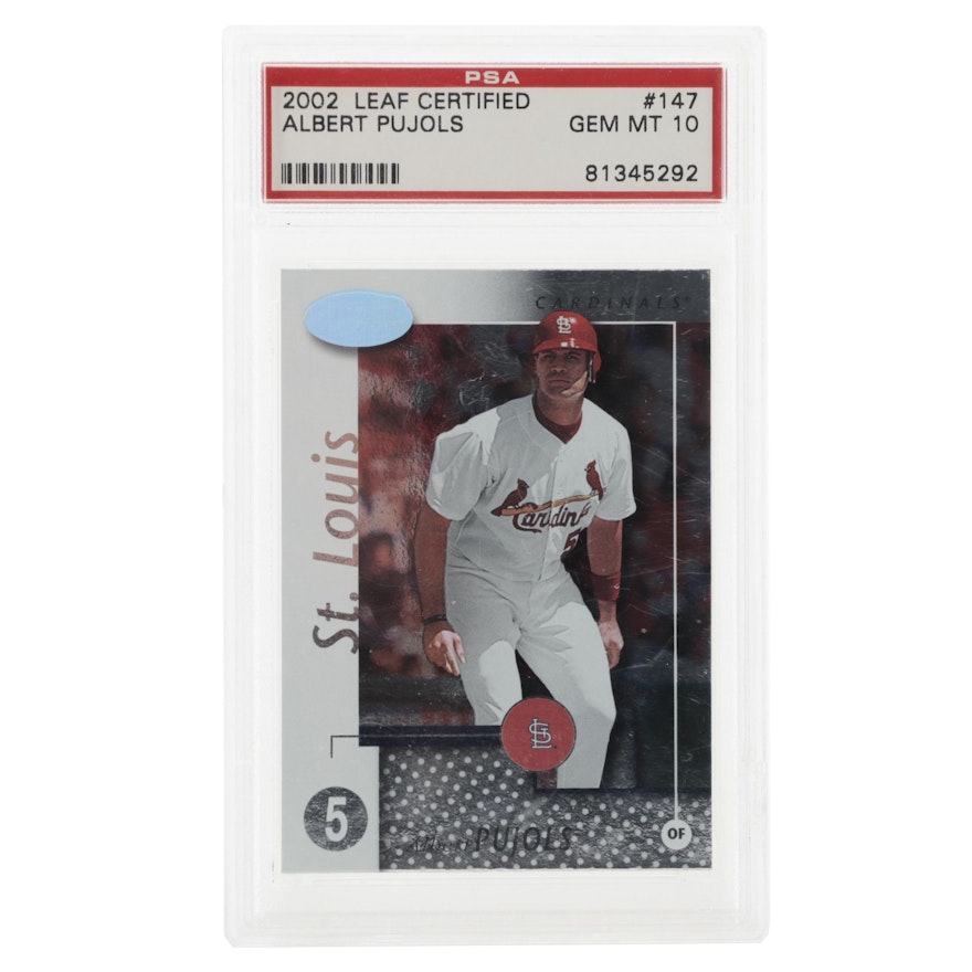 2002 Albert Pujols Leaf Certified #147 PSA GEM MINT 10 Baseball Card, Future HOF