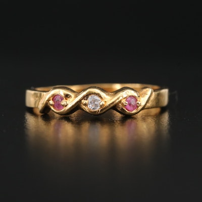 Ruby and Cubic Zirconia Three Stone Ring