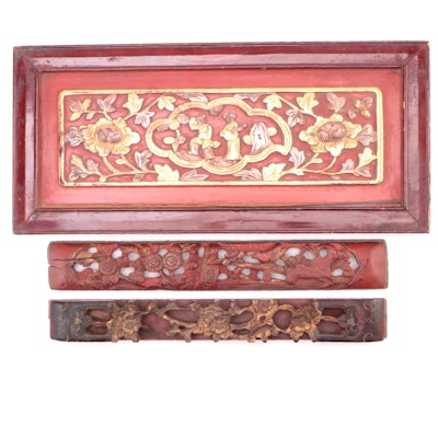 Chinese Relief Carved Lacquerware Panels