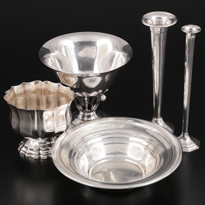 Georg Jensen Sterling Silver Compote and Other Sterling Vases and Serving Dishes