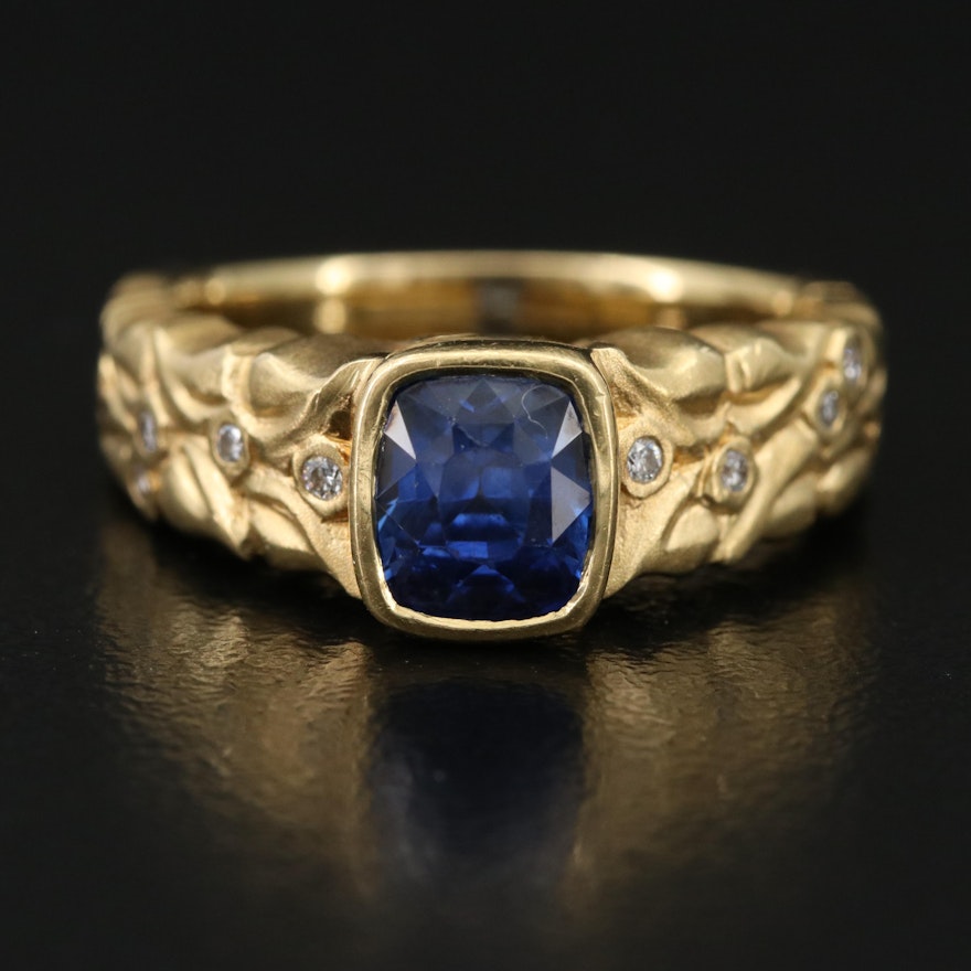 18K 2.22 CT Sapphire and Diamond Ring
