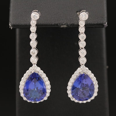 Oscar Friedman 18K 8.62 CTW Tanzanite and 1.14 CTW Diamond Pendulum Earrings