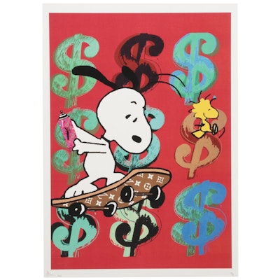 Death NYC Pop Art Graphic Print of Snoopy Skateboarding, 2020