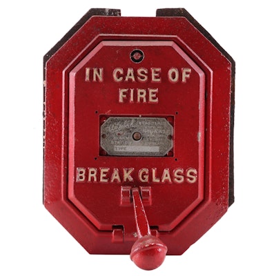 Wheellock Standard "Break Glass" Cast Iron Fire Alarm, Mid-20th Century