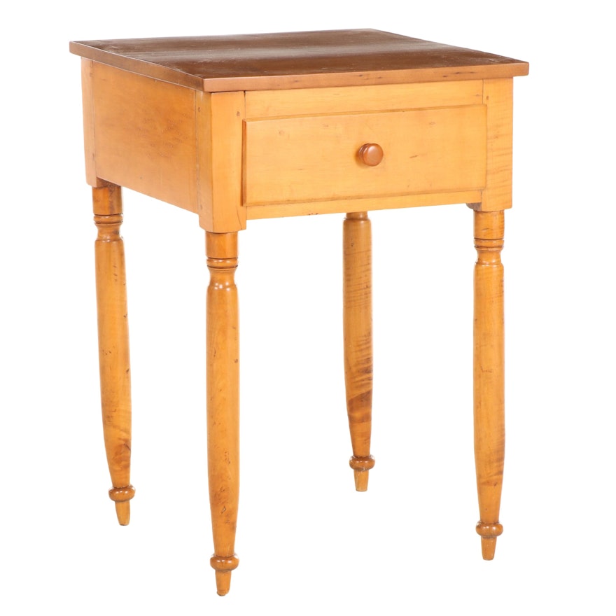 American Primitive Maple and Tiger Maple Side Table, 19th Century